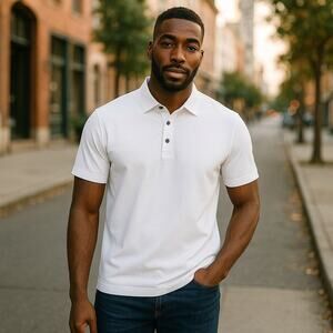 Footjoy Prodry Performance  white Lisle golf polo shirt sz XL button down MT129